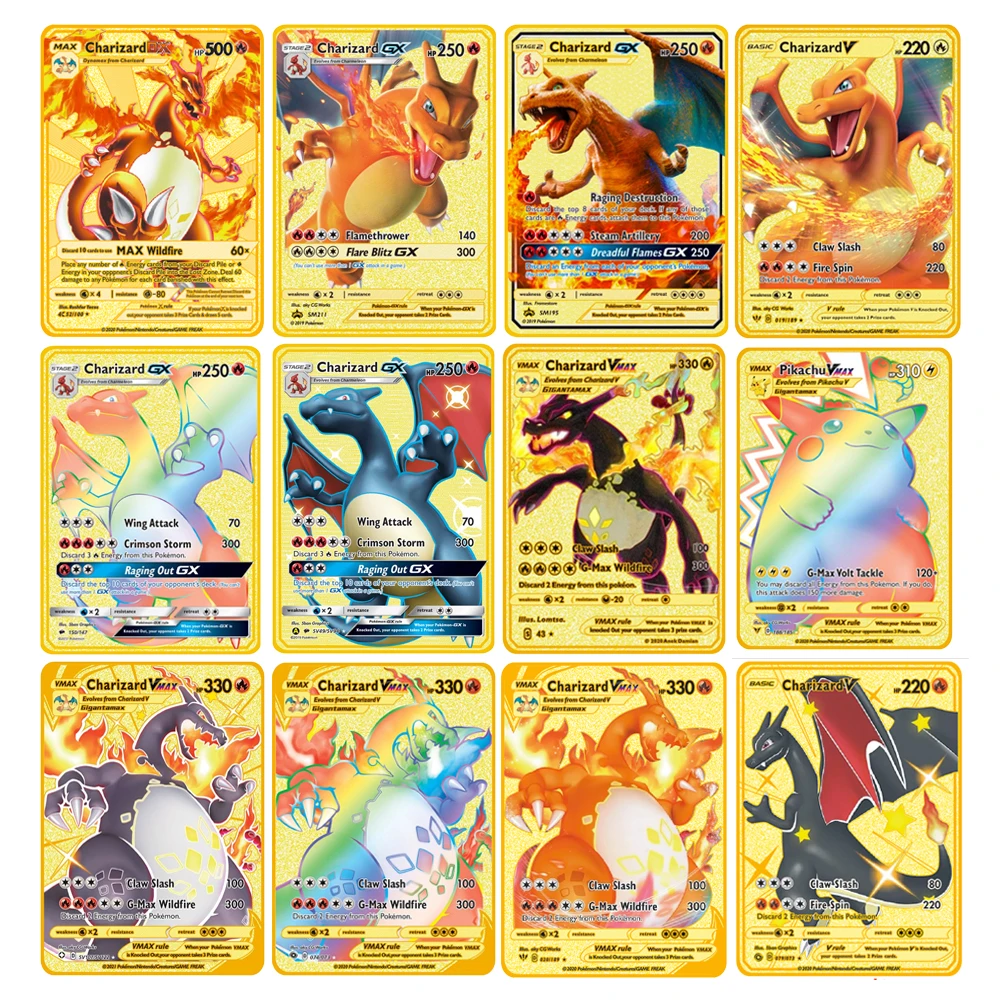 2022 New Pokemon Cards Metal Card V Card Pikachu Charizard Golden Vmax