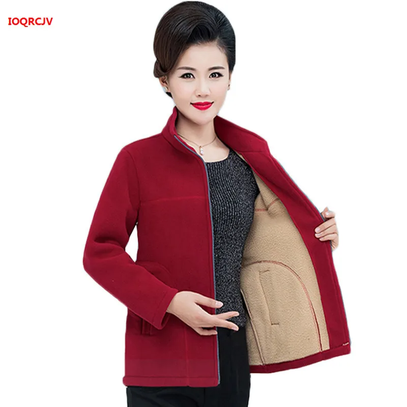 

Sale Spring Autumn Women Outdoor Fleece Jacket Sports Camping Warm Winter Jacket Middle-aged Mother Fleece Coat Plus Size W1421