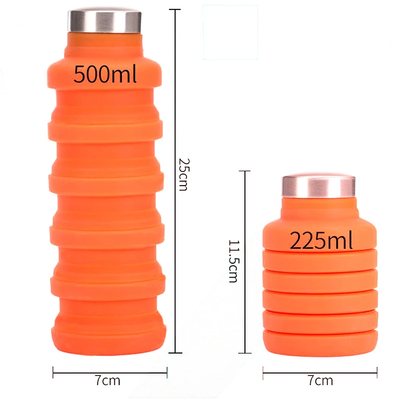 500 мл силиконовая бутылка телескопическая складная Выдвижная портативная бутылка для путешествий на открытом воздухе Спортивная Бутылка чайник