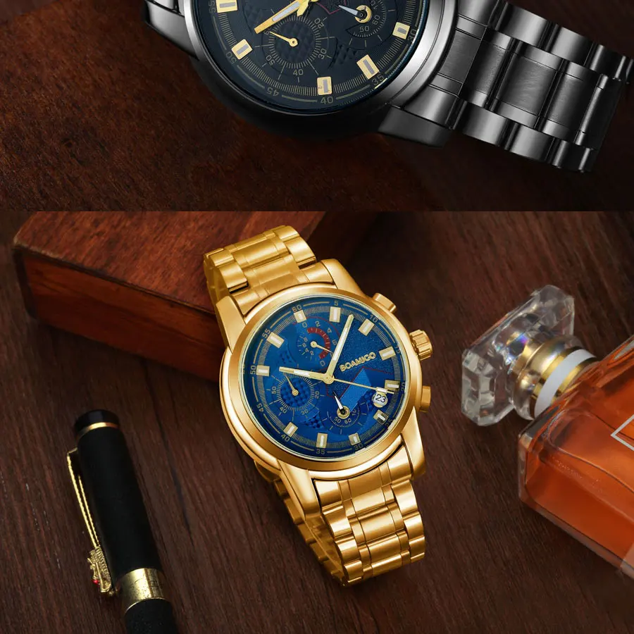 Relógios masculinos de luxo marca superior boamigo