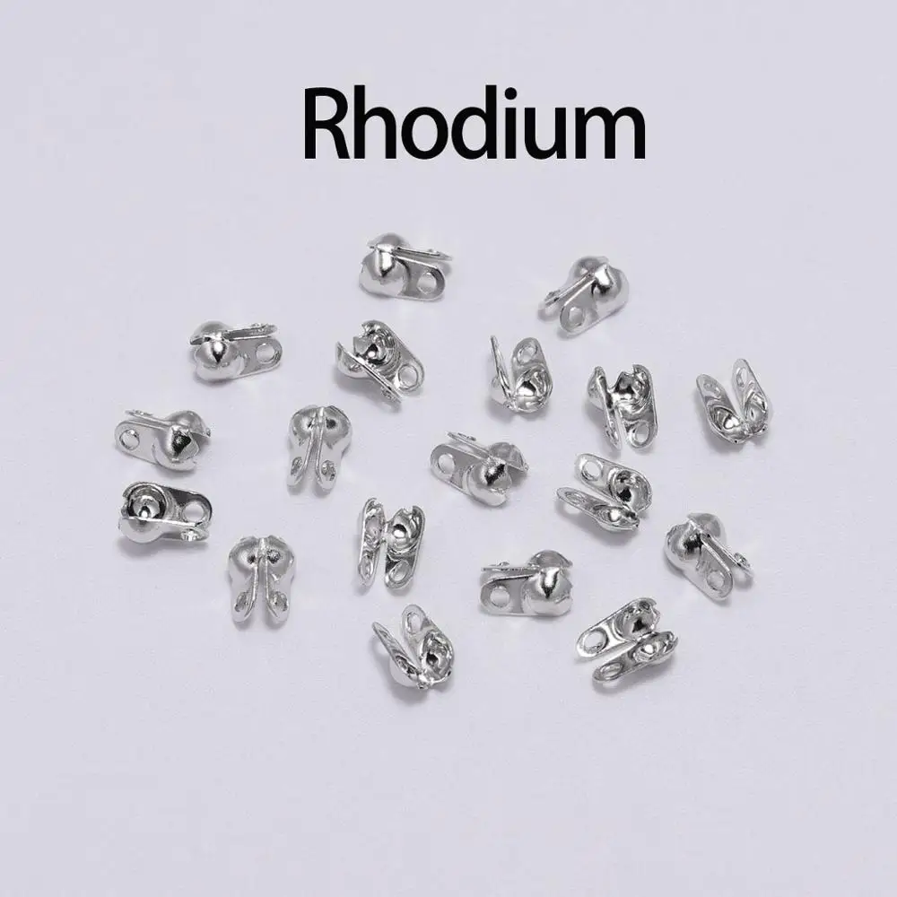 Rhodium 200 шт/лот соединитель застежка шаровая цепь калотте конец щипцы бусины соединители для изготовления ювелирных изделий DIY аксессуары поставки - Цвет: Rhodium