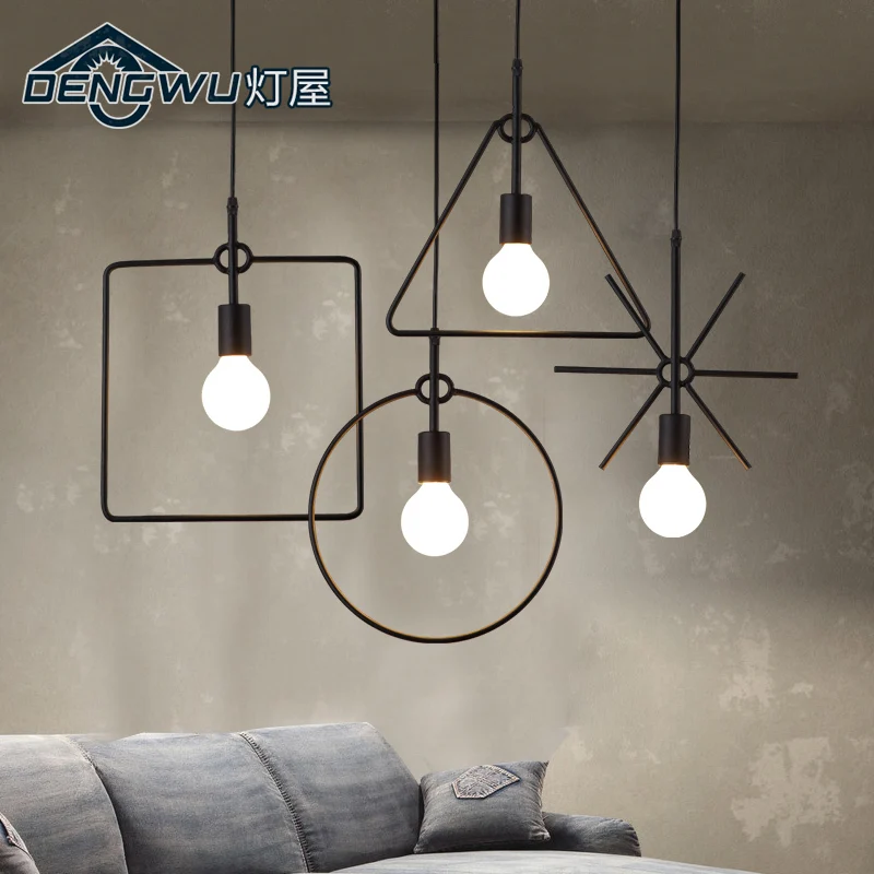

House Loft Retro Office Chandelier Cafe Americano Hall Lamp Iron Industrial Wind Personality Living Room Chandelier pendant