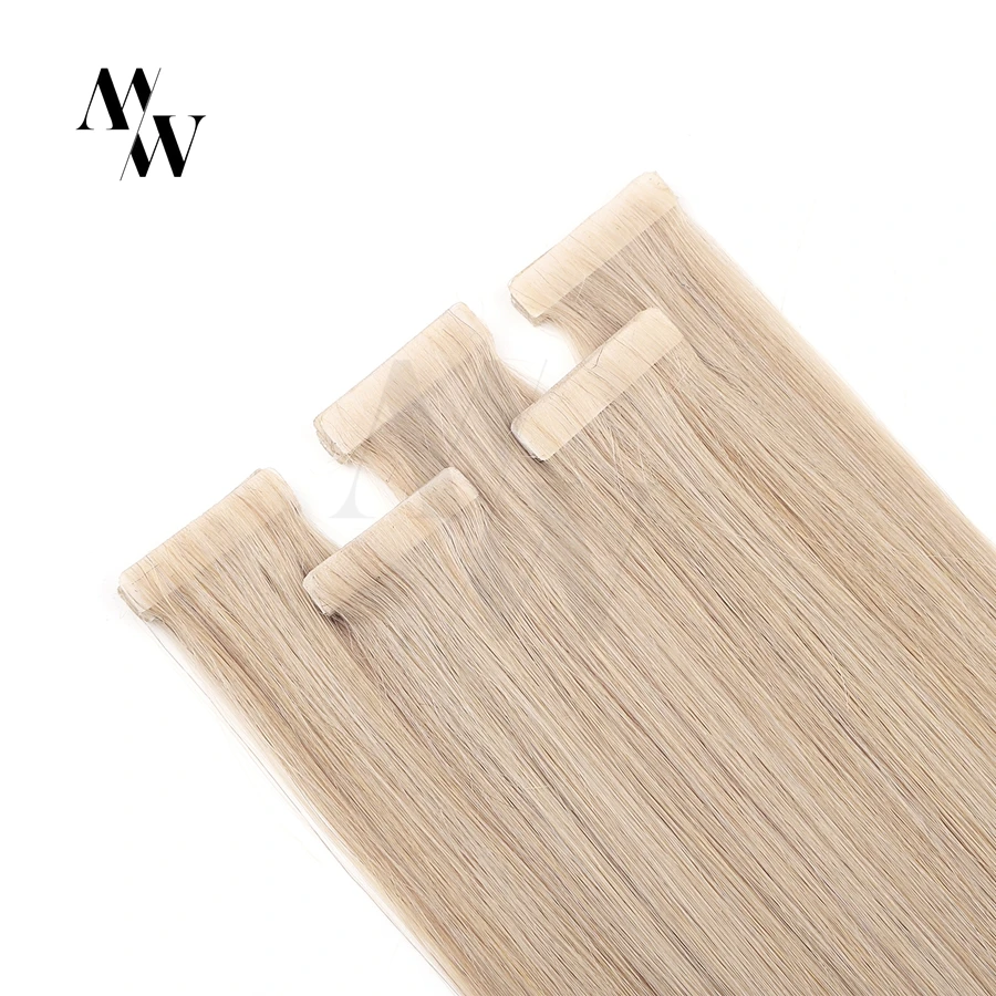 Pu-Skin-Tape Human-Hair-Extensions MW Adhesive Remy Blond-Color Hair-20/40pcs