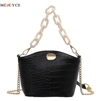 

Women PU Leather Shoulder Crossbody Bags Chain Fashion Solid Color Mini Handbags Light Wild Female Daily Messenger Bag