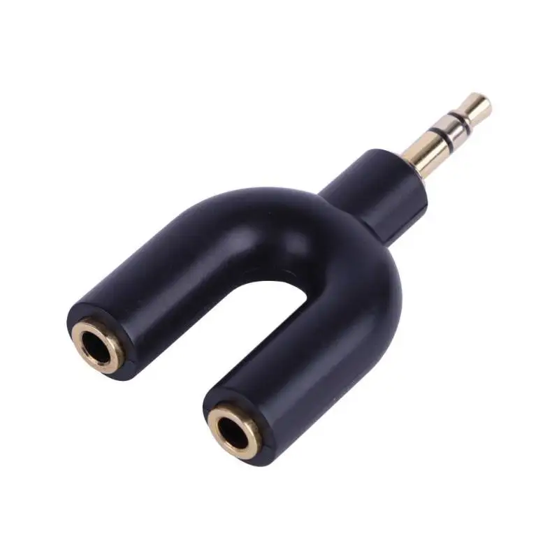 

3.5mm Stereo Headphone Adapter Headphone Splitter One Split Into Two U Adapter Plug for PC MP3 MP4 Smartphone Player Audio Cable