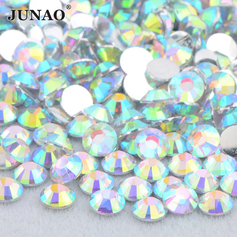 JUNAO 4 5 6mm Jelly Pink AB Flatback Round Rhinestone Glittler Resin Strass Stones Stickers Nail Art Decoration Glue On Crystal 