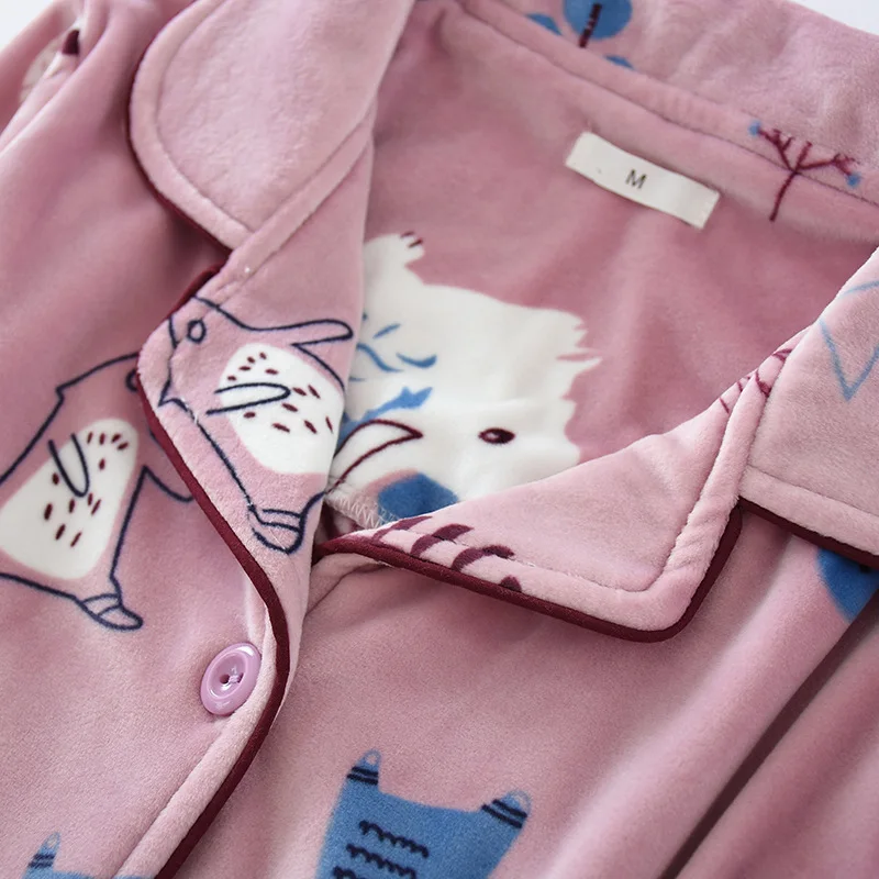 Kawaii фланелевые парные пижамы, Наборы для мужчин и женщин, пижамы, зимние Мультяшные милые фланелевые теплые пижамы с милым кроликом для женщин