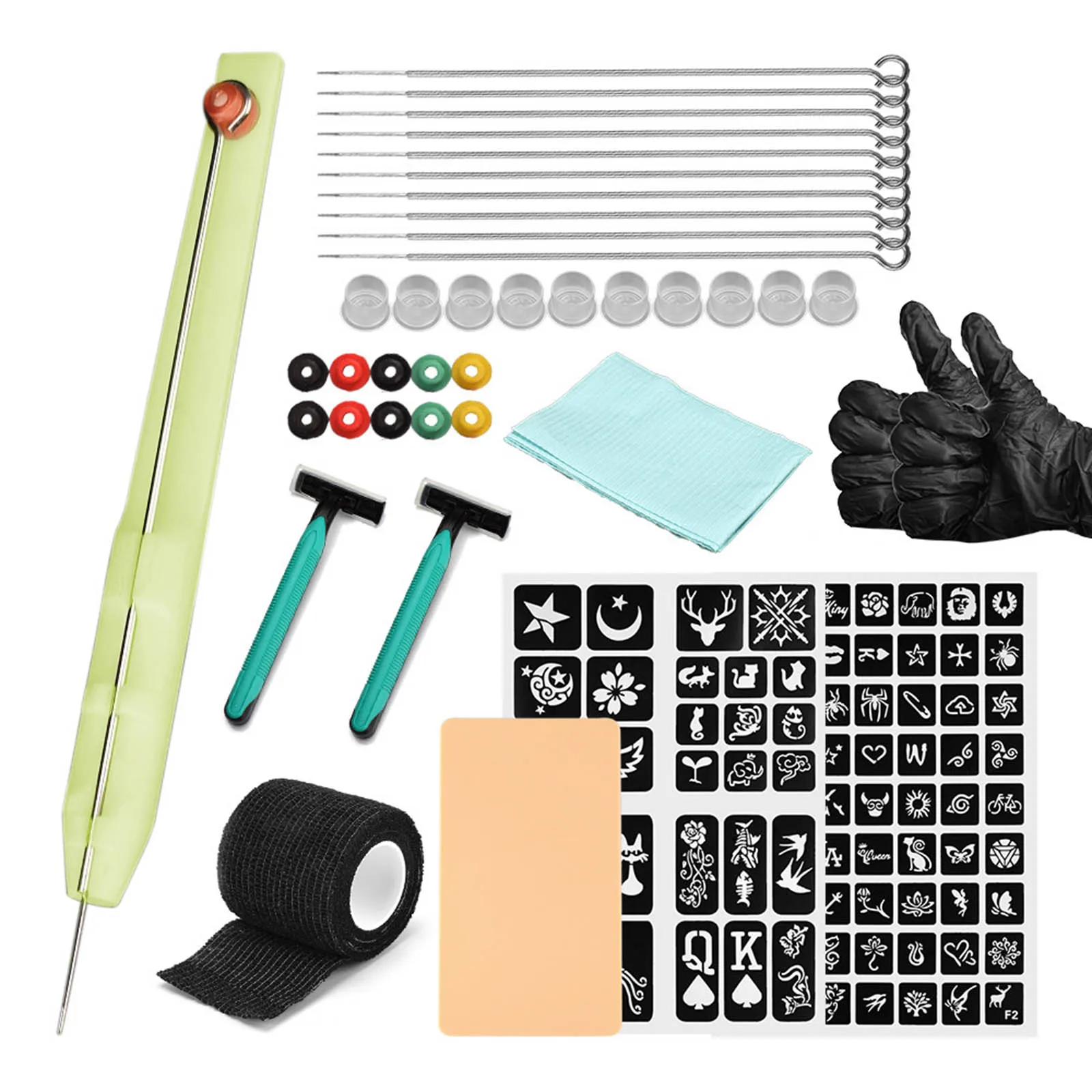 Ink-Gloves Tattoo-Needles-Set Hand-Poke-Stick Inkbox 7rl/9rl-Needles for DIY