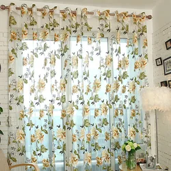 Big Peony Burnt Out Curtains for Living Dining Room Bedroom
