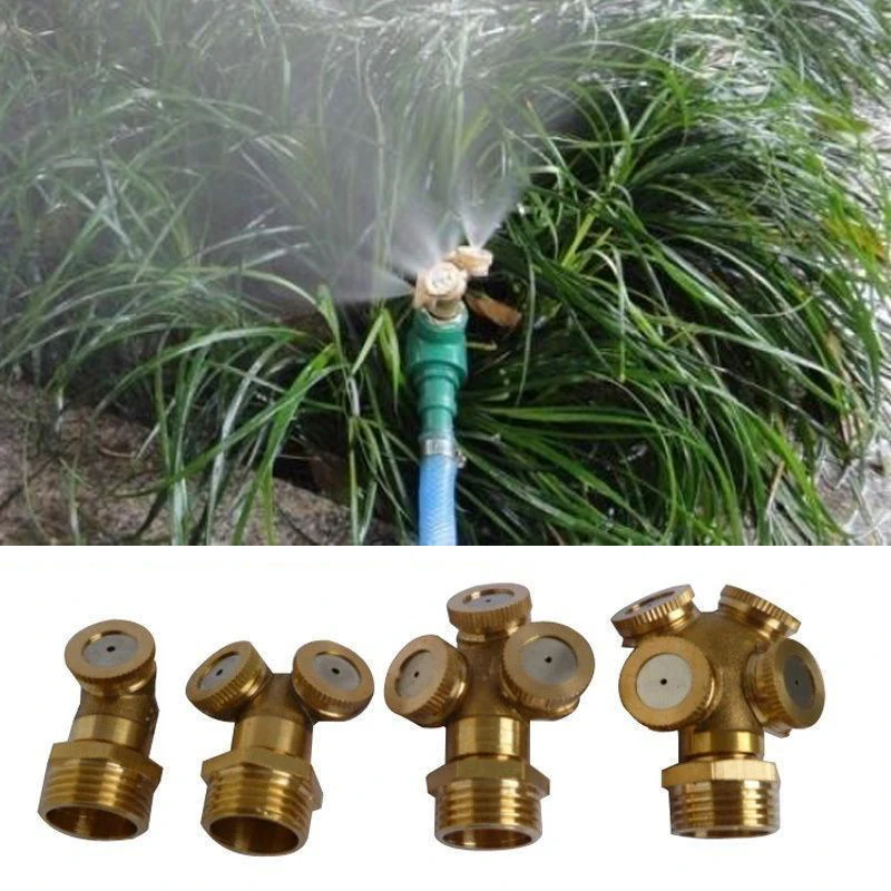 1 2 3 4 Hole Brass Spray Misting Nozzle Male 1/2 3/4 Garden Fog nozzle Irrigation Fitting Home Watering Garden Tools