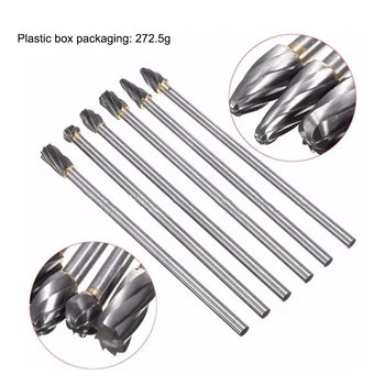 

6Pcs 6mm Shank Tungsten Carbide Rotary Files Burr Set Point Burrs Die Grinder Aluminum 10mm Head Carving Engraving Cutting Tools