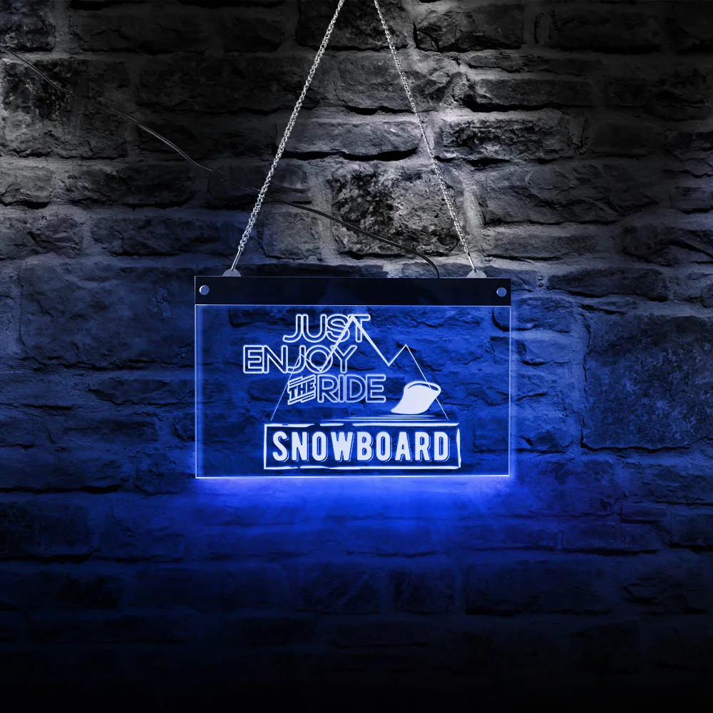 

JUST ENJOY THE RIDE Snowboard Inspirational Quote LED Neon SIGN Snowboarding Living Room Decor Lighting Art Snowboarder Gifts