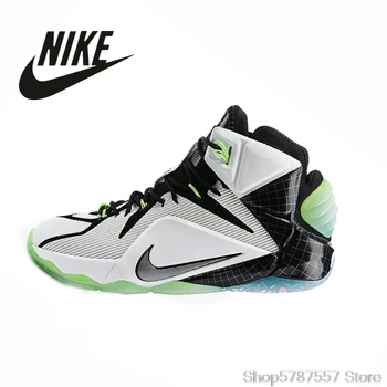 

NIKE-zapatillas de baloncesto LeBron James Soldiers 12 South Coast, edición negra All-Star, talla 40-46