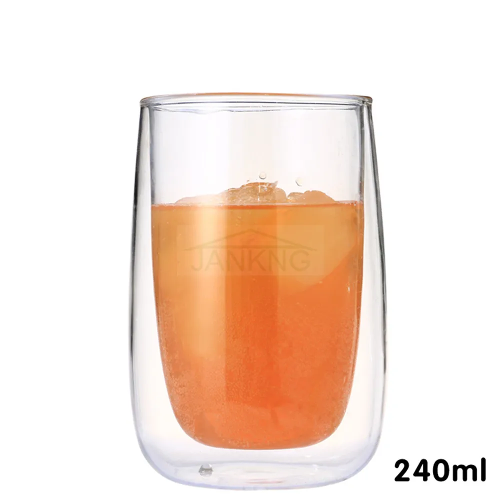 240ml Молочный чай двухслойные кофейные кружки многоразовые чашки для напитков с термоизоляцией, двойной стеклянный чайный стаканчик для дома вечерние аксессуары офисная чашка - Цвет: 240ml
