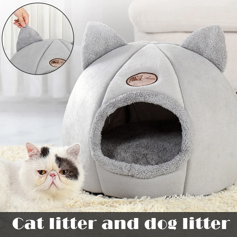 Soft Cat Sleeping Bag Dog's Cave House Cozy Stereoscopic Round Kennel for Pet 3 Sizes Machine