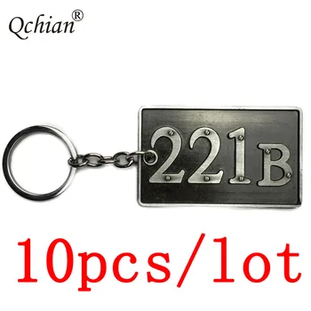 

10pcs/lot Sherlock Holmes 221B House Number Metal Decorative Pendant Keychain Car Motorcycle Key Jewelry