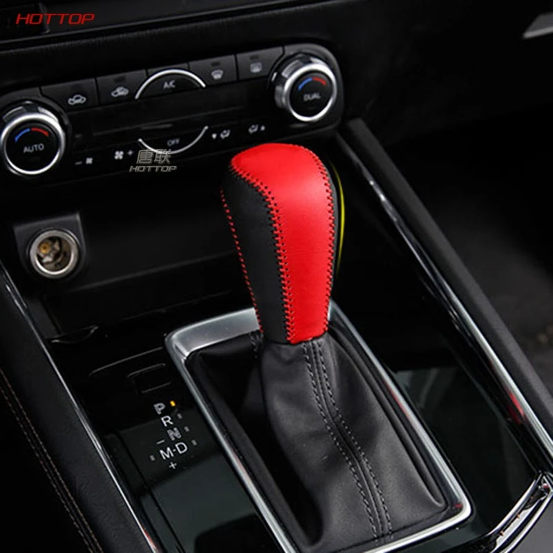 Genuine Leather Diy Hand Stitched Car Gear Shift Knob Cover For Mazda Cx5 2017 2018 Automatic