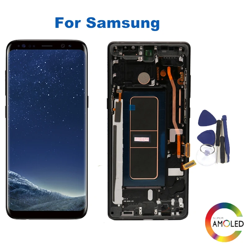 

SUPER AMOLED For SAMSUNG Galaxy NOTE8 LCD N950 N950F Display Touch Screen Replacement Parts+Frame