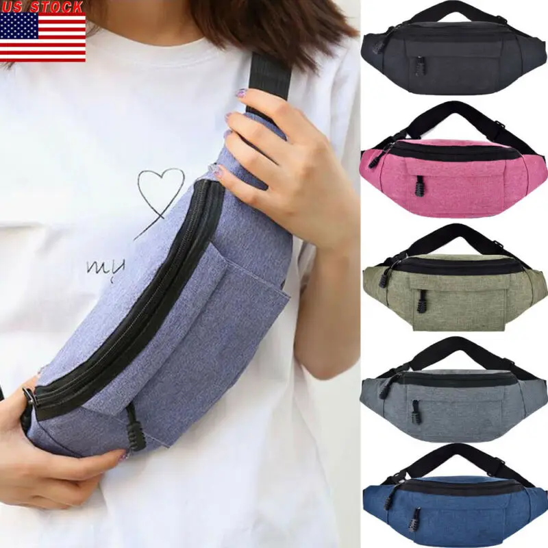 buy 1pc Unisex Men Women Waist Solid Zipper Fashion Simple Bum Bag Coin Pouch Travel Sport Purse Satchel