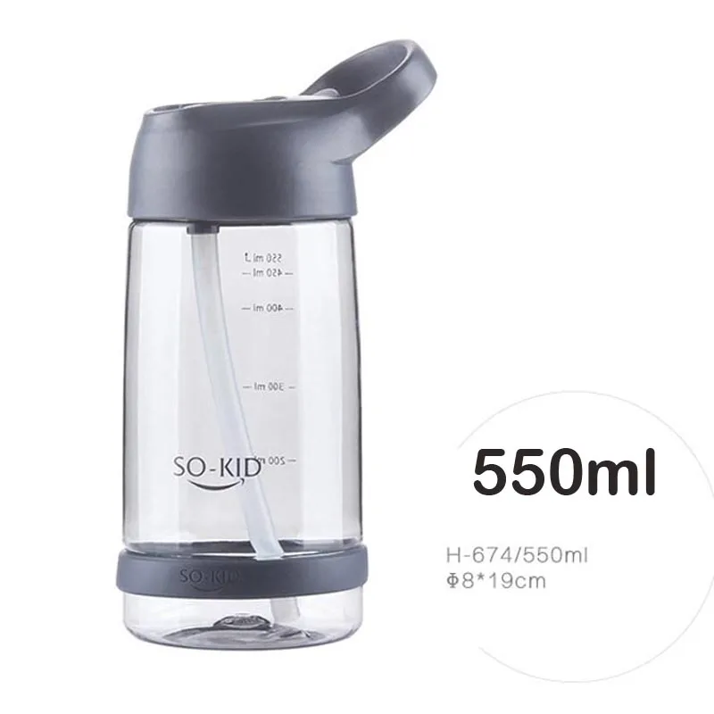 550ml S Gray Blue 850 мл детская бутылка для питьевой воды с соломенной пластиковой эко BPA бесплатно портативная детская бутылка дорожный чайник для мамы и ребенка - Цвет: 550ml S Gray Blue