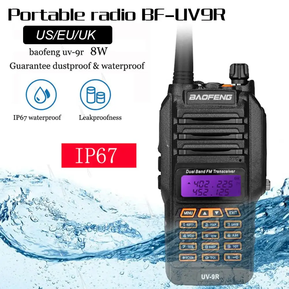 

2019 Original Baofeng UV-9R IP67 8W Long Range Walkie Talkie 10km Amateur Radio Dual Band UV9R Portable CB Radio Communicator