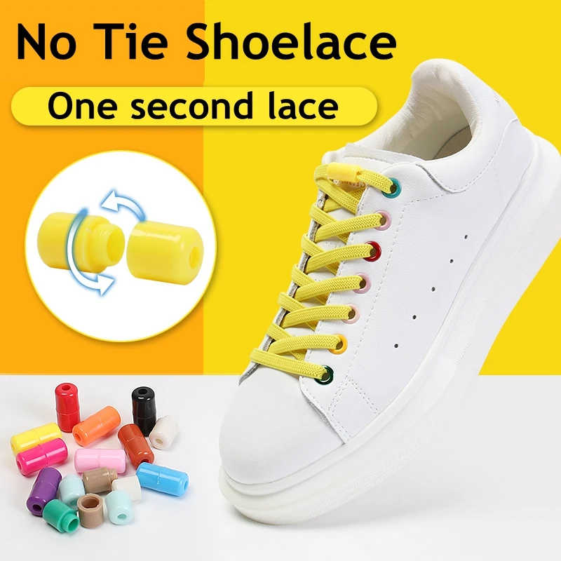 

1Pair No tie Shoelaces Flats Elastic Shoe Laces For Kids and Adult Sneakers Shoelace Quick Lazy Laces 24 Color Shoestrings