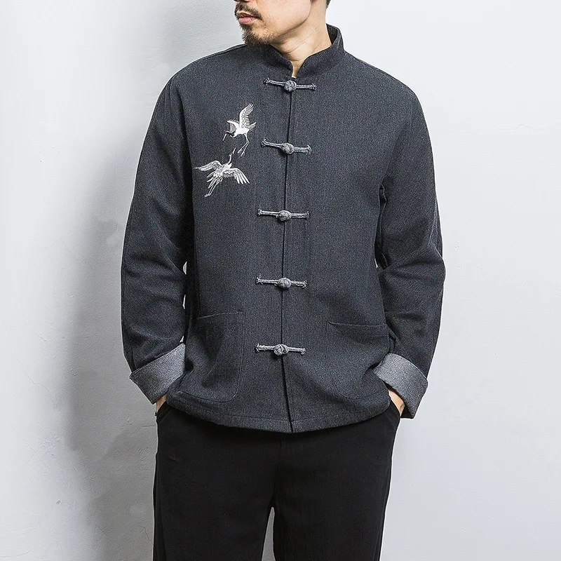 Traditional Chinese Clothing For Men Outerwear Male Jacket Mandarin Collar Suit Tangzhuang Men Clothes 2019 KK3251