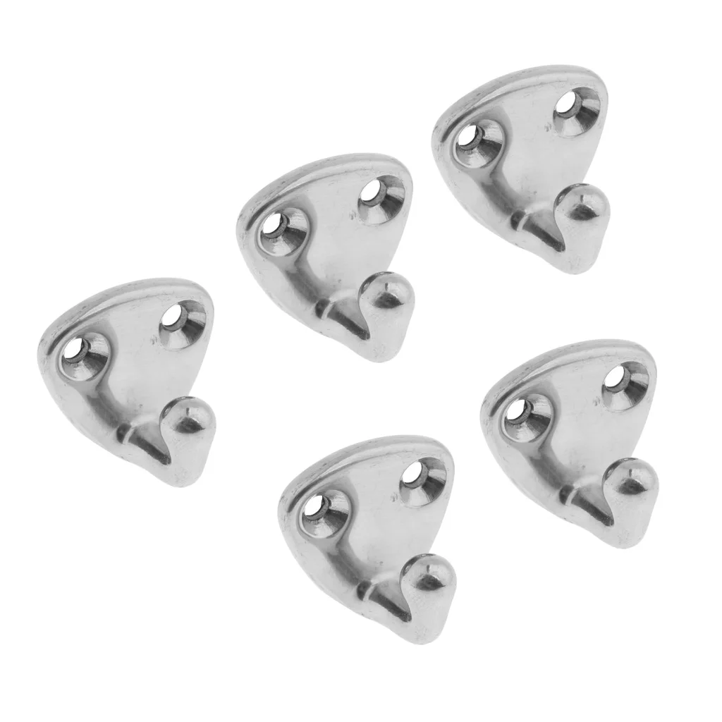 5-Counted 316 Stainless Steel Coat J Hook Hang Ring Boat Hardware Accessories