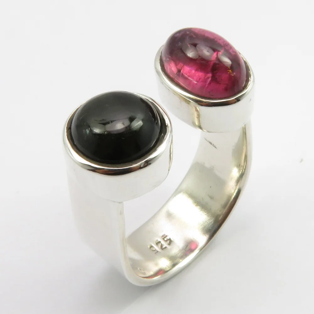 

Silver Modern Art Jewelry Natural Cab Tourmaline Ring Size 5