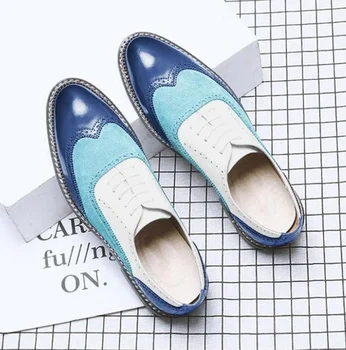 

Men Vintage Casual Leather Brogue Shoes Lace Up Casual Shoes Dress Shoes Brogue Shoes Spring Classic Male Casual F108