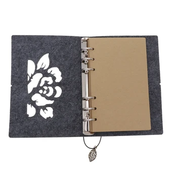 

1pc Notepad Felt Cover Openwork Rose Style Notebook for Workers