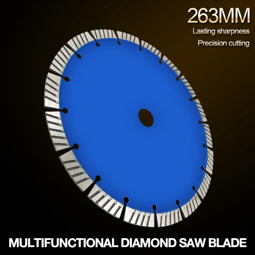 

263mm Split Tooth Segmented Shape Diamond Saw Blade Volcanic Rock Cutting Blade Support Wet and Dry Cutting for Concrete / Stone