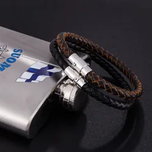 2-х цветный Горячая распродажа! Европейская и американская мужская titanium стали веревочный браслет высокого качества Изысканный Простой кожаный стул из нержавеющей стали