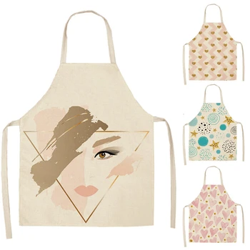 

Simple Pink Gold Geometric Style Cotton Linen Aprons Home Cooking Coffee Shop Cleaning Apron Kitchen Accessory 53*65cm WQL0023