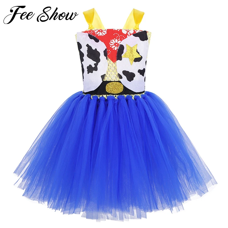 Ковбойское платье пачка для девочек Сетчатое принцессы без рукавов Модный Тюль