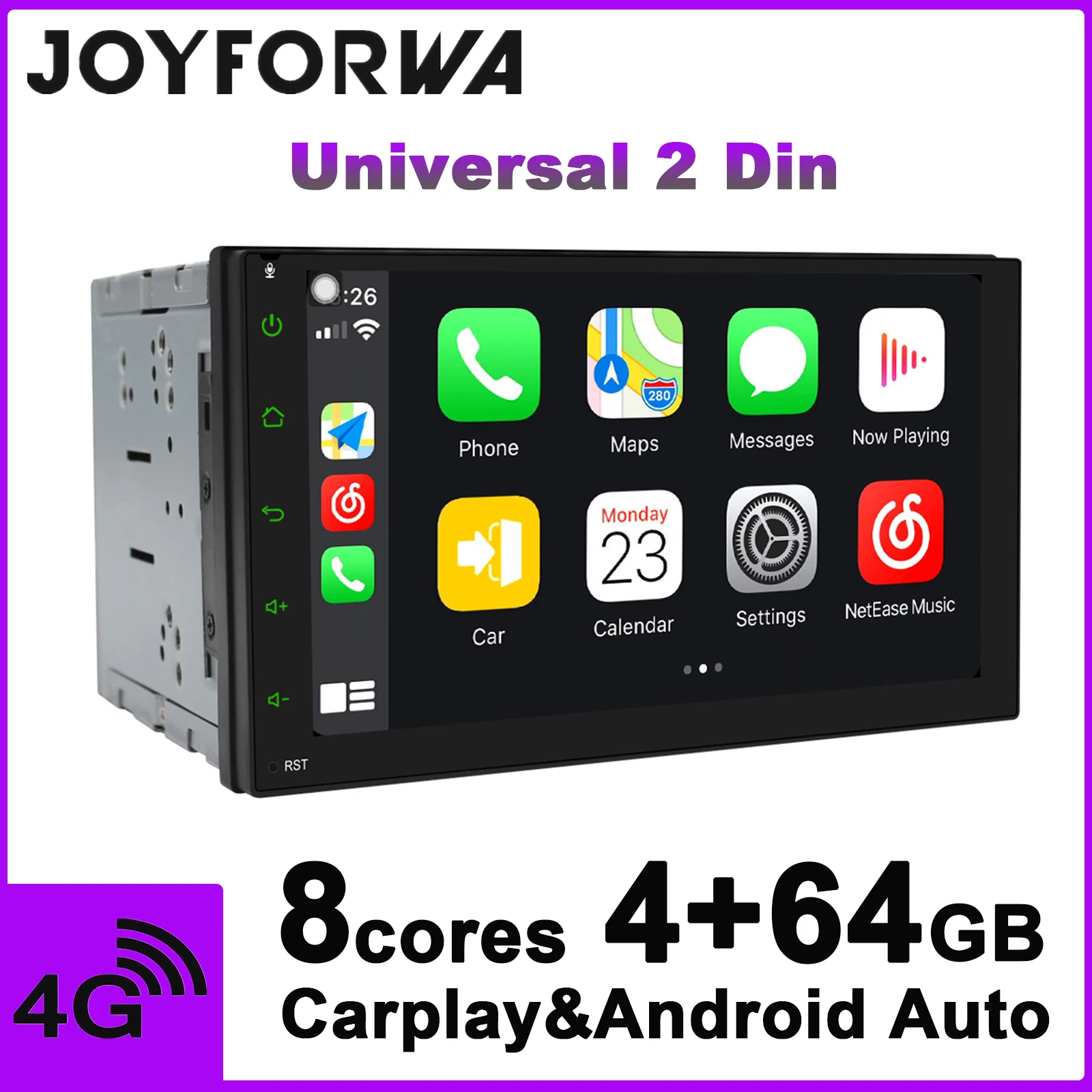 JOYFORWA Car Radio Android 8.1 4GB 64GB Octa Core 10.25 Inch Single DIN In-Dash Head Unit with Zlink and Android Auto