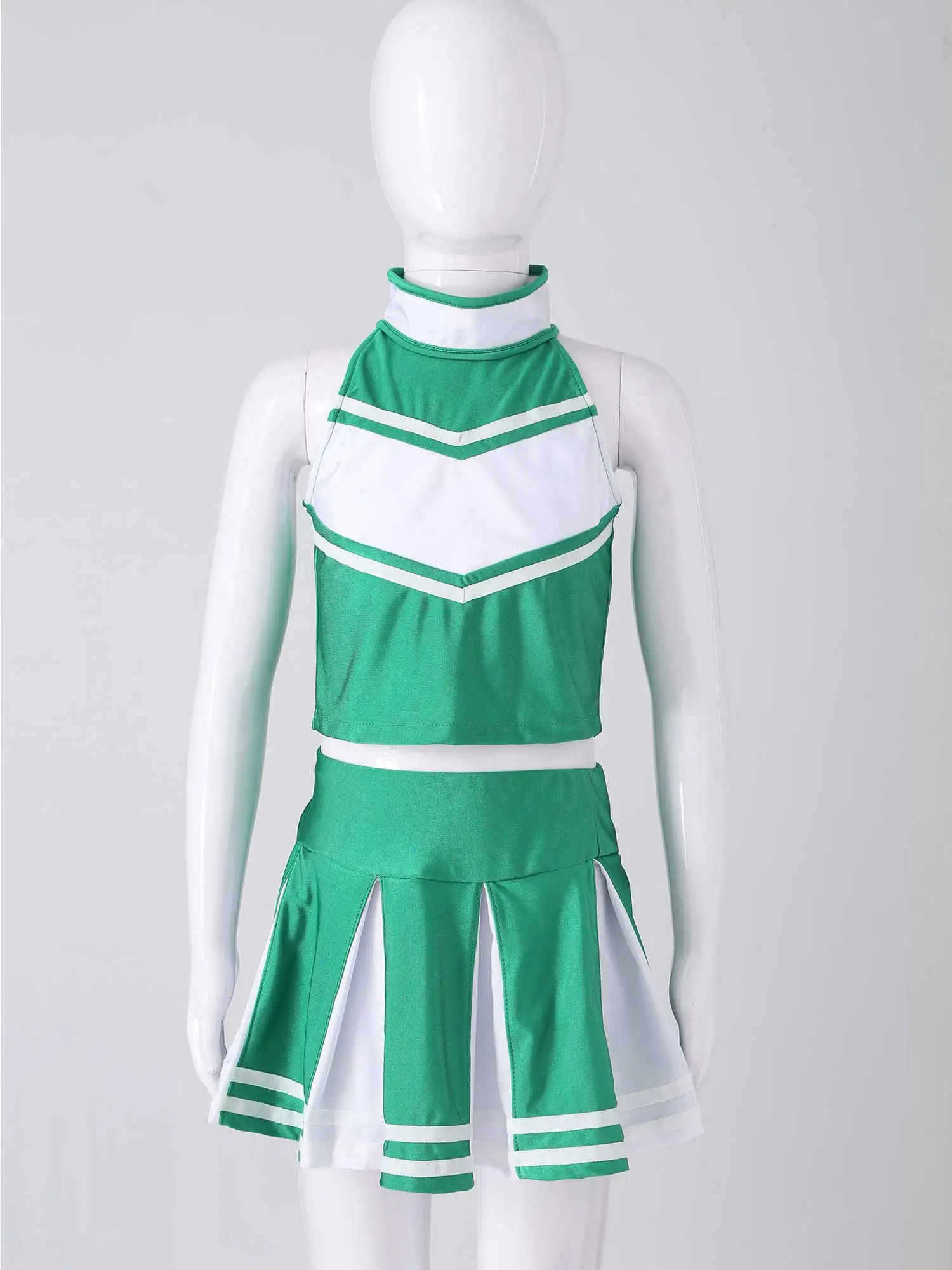 Cheerleading Costume for Kids Tops with Pleated Skirt Set for School Stage Performance Cheerlead Uniforms Outfit Girls