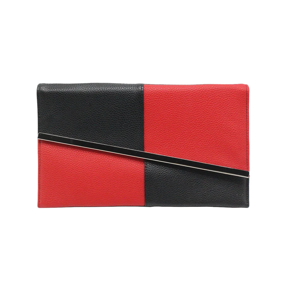 black red Кожаная сумка конверт сумка с цветовым контрастом сумка на плечо женская модная Праздничная сумка женские деловые клатчи элегантный кошелек - Цвет: black red