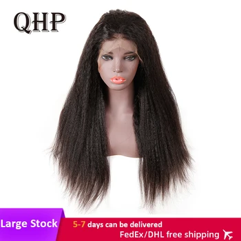 

13x4 13x6 Brazilian Kinky Straight Lace Front Wig With Pre Plucked Hairline 130%/150%/180% Density Remy Human Hair Wig