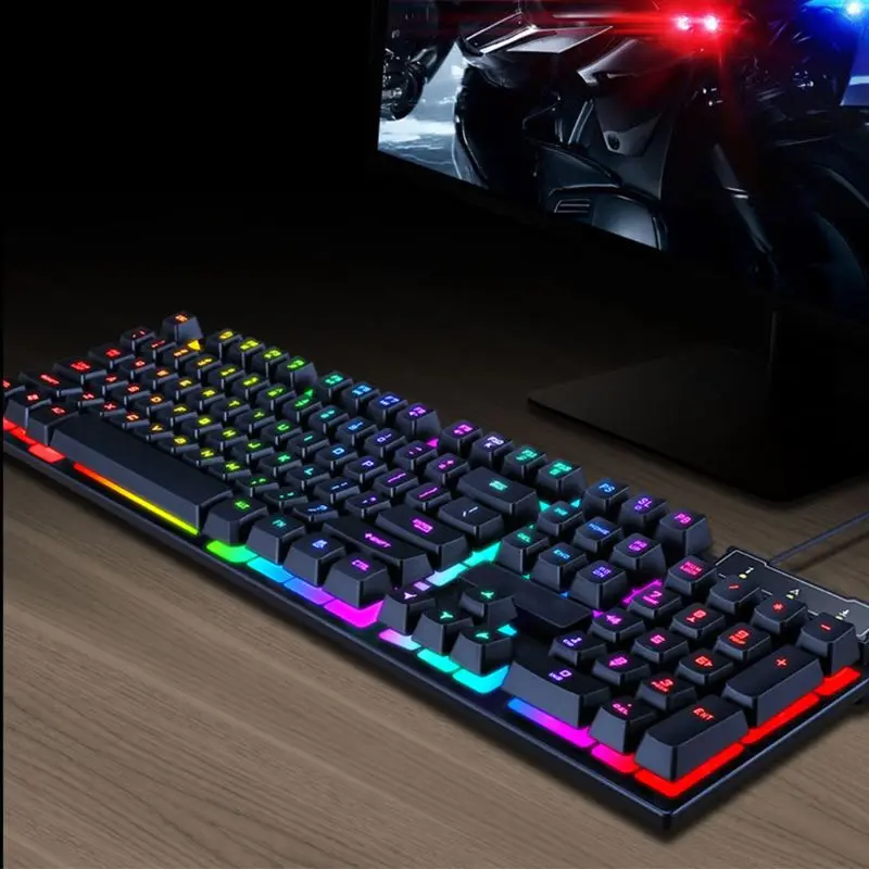 

USB Wired Gaming Keyboard 104 Key Mechanical Feeling Gamer Keyboard for Computer