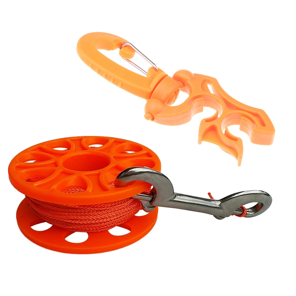 High Visibility Scuba Diving Finger Reel Spool +Dive 2 Hose Regulator Holder Diving Double Hose Holder Diving Finger Spool