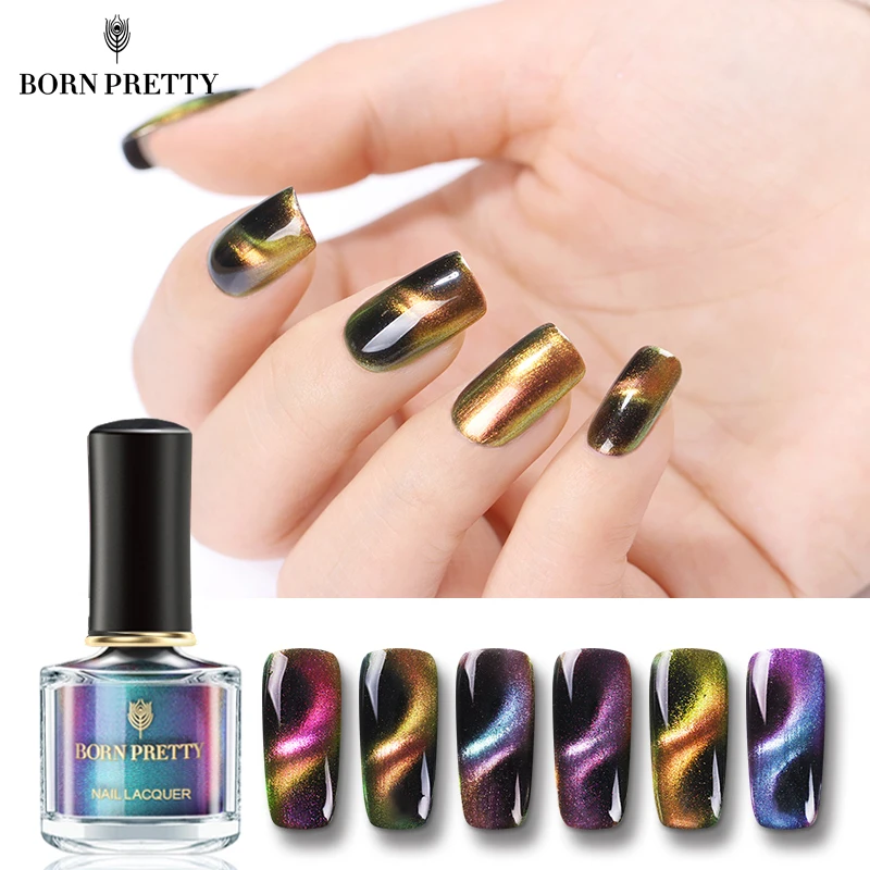 

BORN PRETTY Chameleon 3D Cat Eye Nail Polish Magnetic Auroras nail Series 6ml Varnish Magnet Nail Art Lacquer Black Base Needed