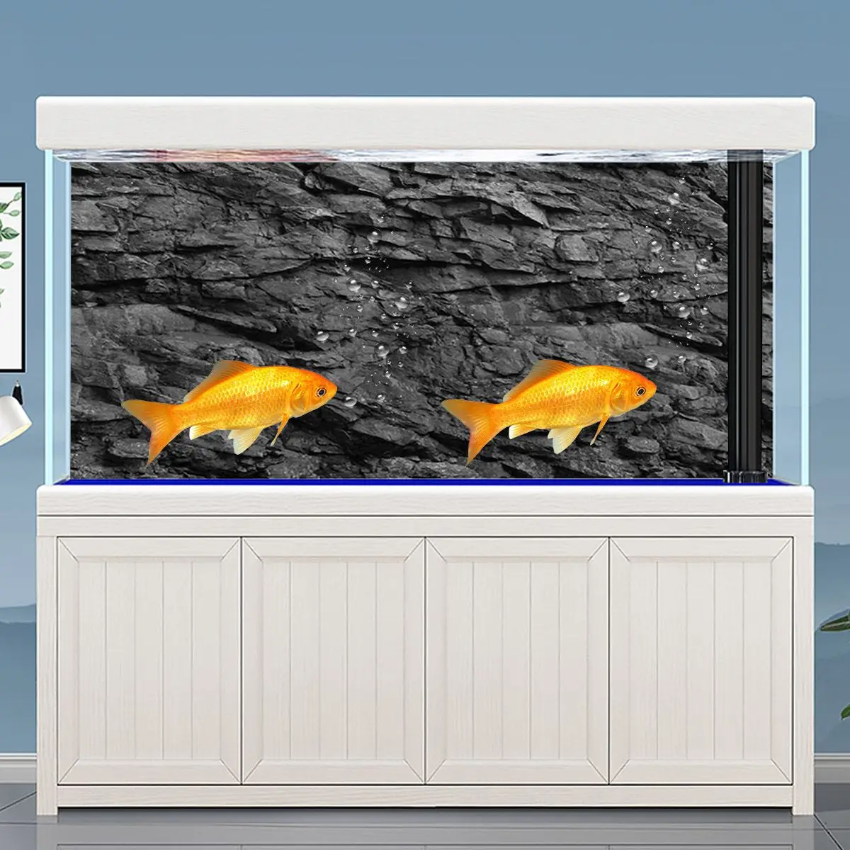 1roll 3d Effect Black Stone Aquarium Background Poster Hd Rock Stone Self Adhesive Fish Tank Backdrop Aquarium Decorations 5size Just The Pets