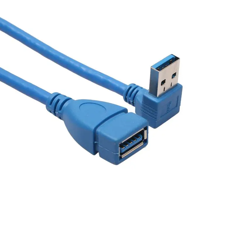 Удлинитель USB 3,0 для мужчин и женщин, угол вверх и вниз-синий(упаковка из 2), 20 см