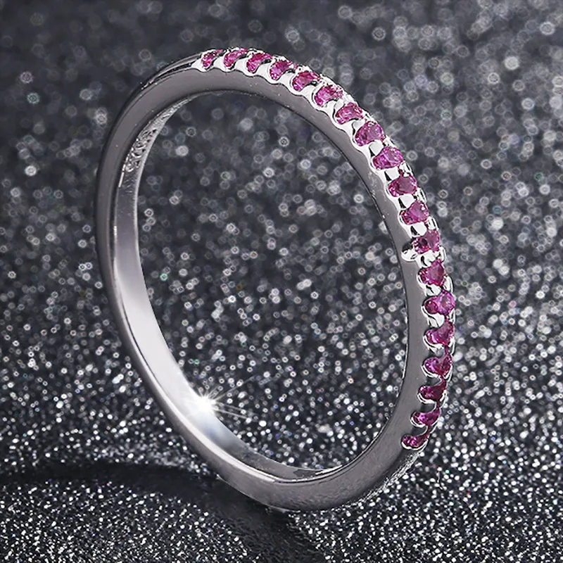 Целлюлозность простой дизайн, серебристый 925 Ювелирная Пыль Кристалл сапфировое кольцо для женщин контрактные аксессуары для венчания оптом - Цвет камня: pink