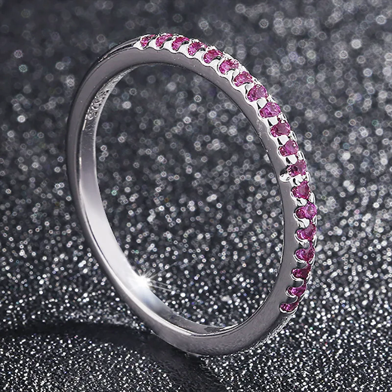 pink Целлюлозность простой дизайн, серебристый 925 Ювелирная Пыль Кристалл сапфировое кольцо для женщин контрактные аксессуары для венчания оптом - Цвет камня: pink