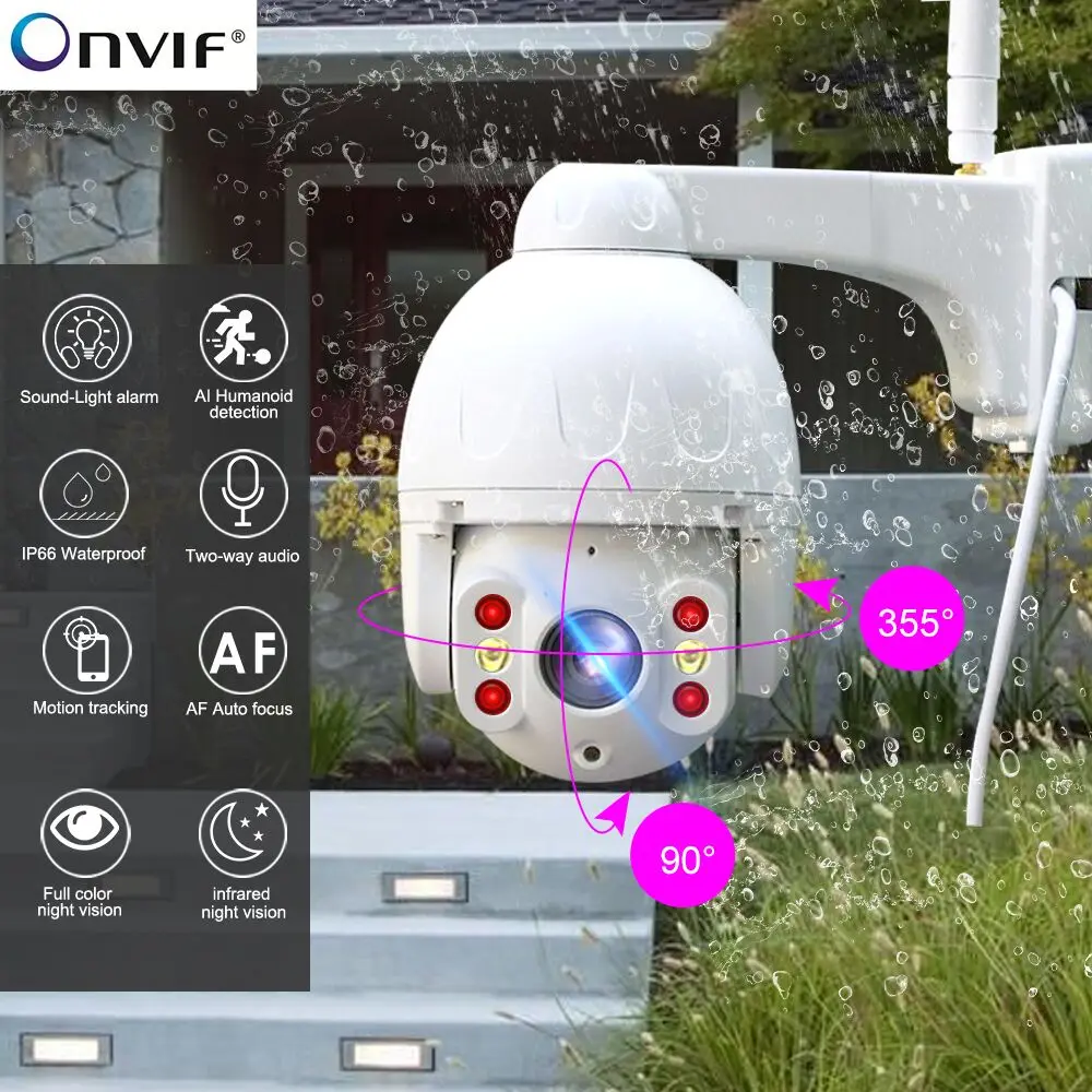 N_eye ip camera 8MP 4K outdoor waterproof color night vision smart PTZ secure wireless network wifi HD 360° | Безопасность и