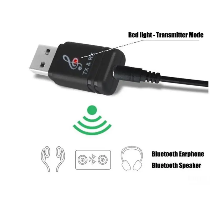 Беспроводной 5,0 bluetooth-передатчик аудио bluetooth-приемник USB для ТВ телефона ПК стерео аудио музыкальный адаптер для динамика наушников