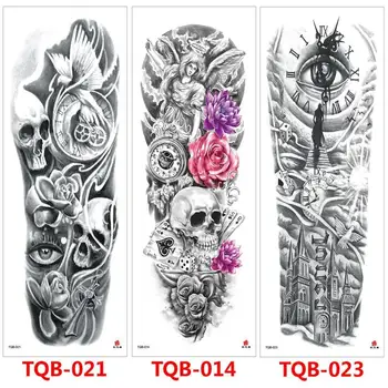 

Large Arm sleeve Tattoo Waterproof temporary tattoo Sticker Skull Angel rose lotus Men Full Flower Tatoo Body Art tatto girl