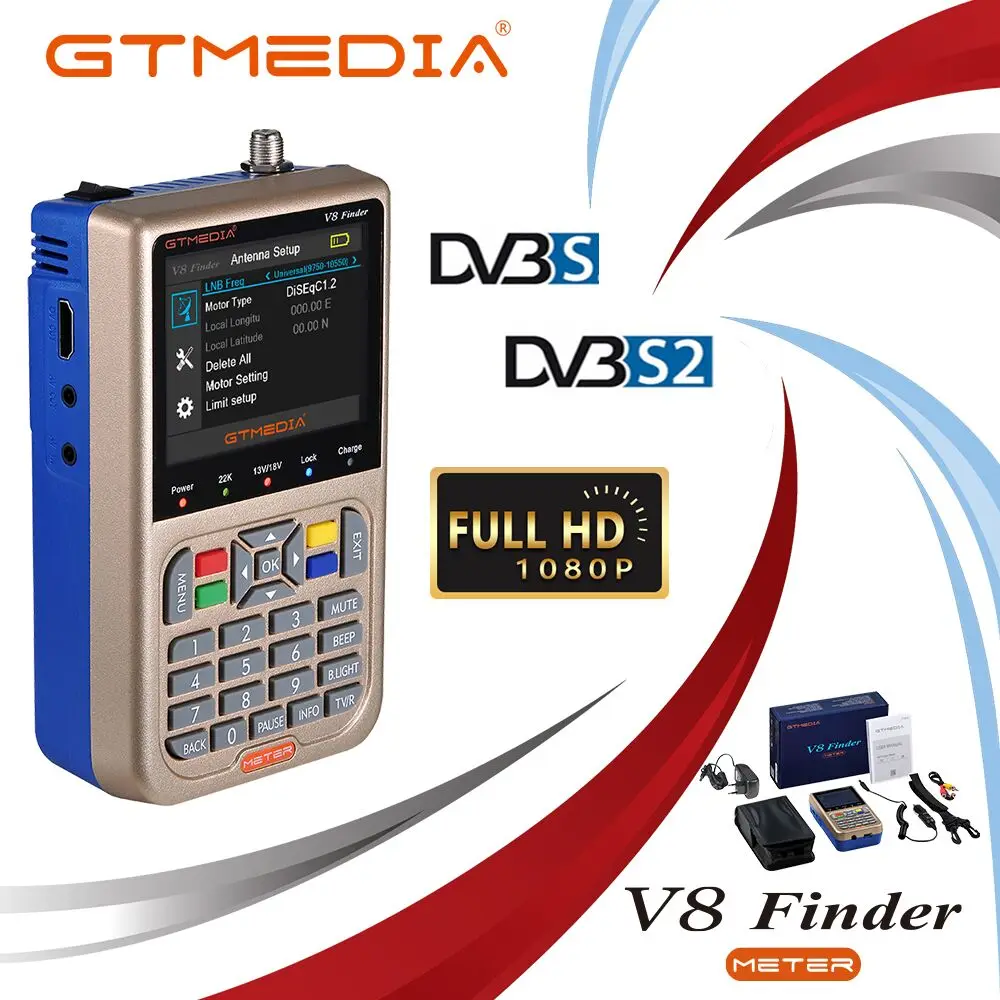 GTMEDIA V8 Finder метр DVB-S2/S2X цифровой спутниковый SatFinder HD 1080P 3 5 &quotинструмент ЖК-дисплей